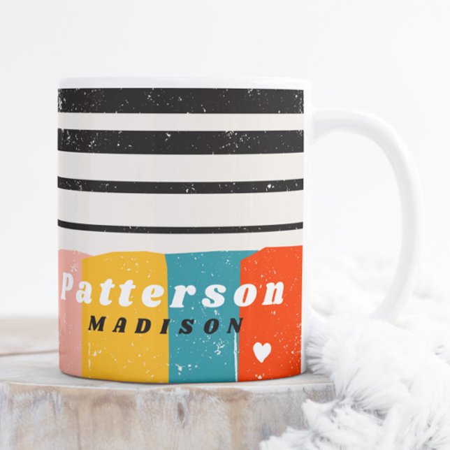 Colorful Mid Century Abstract Personalized Name Coffee Mug (Creator Uploaded)