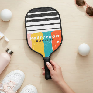 Colorful Mid Century Abstract Personalized Name Pickleball Paddle