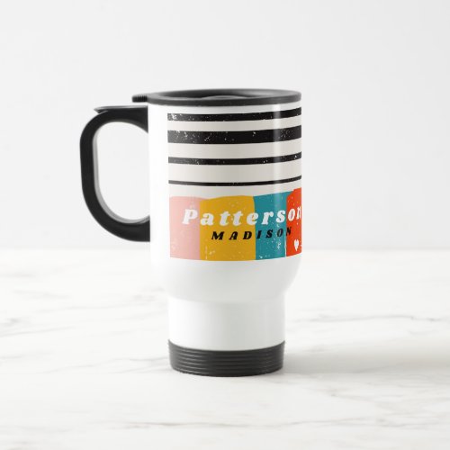 Colorful Mid Century Abstract Personalized Name Travel Mug