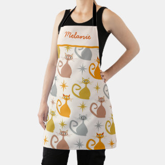 Colorful Mid Century Atomic Cats with Starbursts Apron