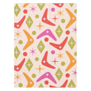 Colorful Mid Century Boomerangs with Diamonds  Tablecloth