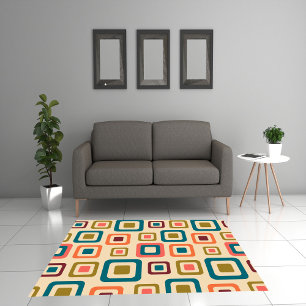 Colorful Mid Century Geometric Pattern Rug