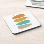 Colorful Mid Century Guitar Pick Shapes and Lines Beverage Coaster<br><div class="desc">This fun mid century coaster features guitar pick shapes,  in turquoise,  orange,  tan,  and gold,  on black lines. If you're looking for a style to liven up your end table or coffee table - this is it!</div>