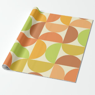 Colorful Mid Century Half Circles Pattern Wrapping Paper