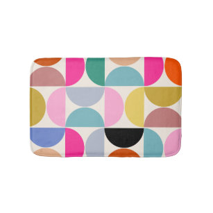 Colorful Mid Century Modern Abstract Pattern Bath Mat