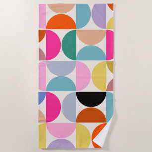 Colorful Mid Century Modern Abstract Pattern Beach Towel