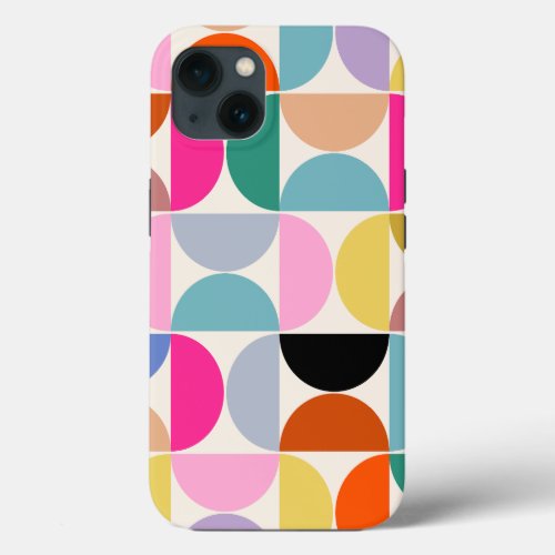 Colorful Mid Century Modern Abstract Pattern iPhone 13 Case