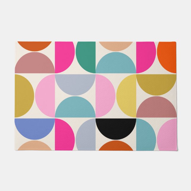 Colorful Mid Century Modern Abstract Pattern Doormat (Front)