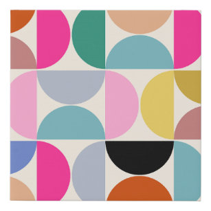 Colorful Mid Century Modern Abstract Pattern Faux Canvas Print
