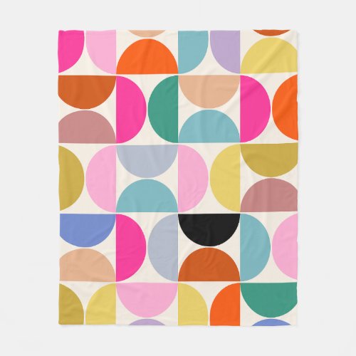 Colorful Mid Century Modern Abstract Pattern Fleece Blanket