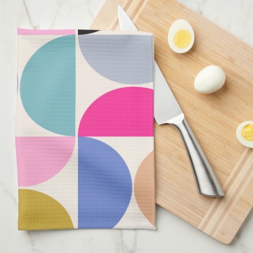 Colorful Mid Century Modern Abstract Pattern Kitchen Towel