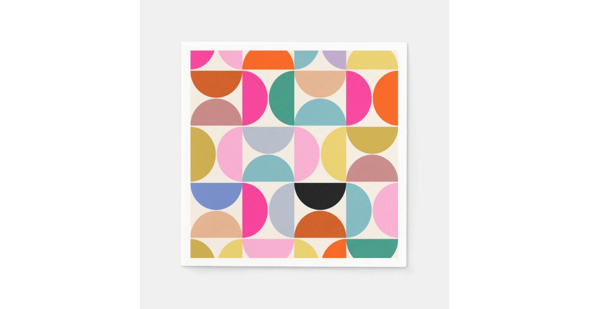 Colorful Mid Century Modern Abstract Pattern Napkins | Zazzle