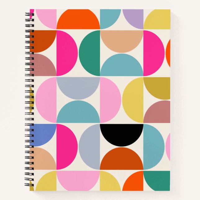 Colorful Mid Century Modern Abstract Pattern Notebook (Front)