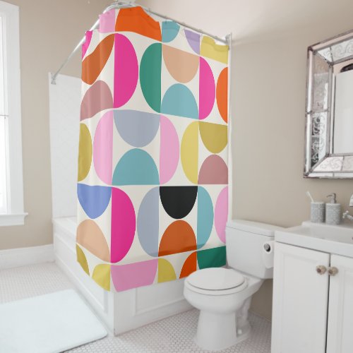 Colorful Mid Century Modern Abstract Pattern Shower Curtain