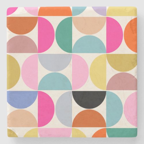 Colorful Mid Century Modern Abstract Pattern Stone Coaster