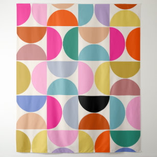 Colorful Mid Century Modern Abstract Pattern Tapestry