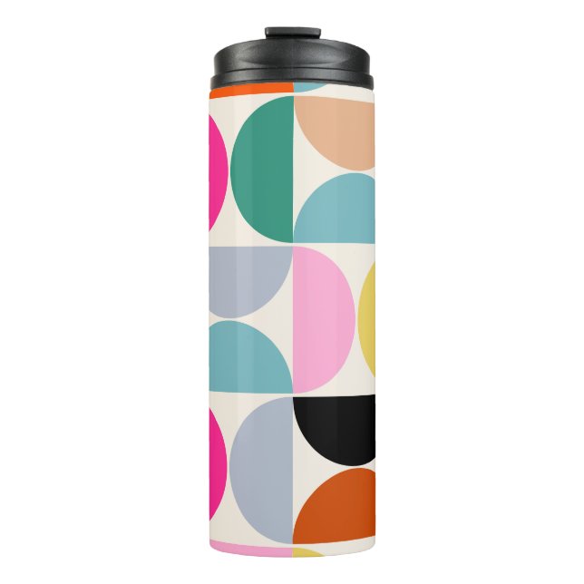 Colorful Mid Century Modern Abstract Pattern Thermal Tumbler (Front)
