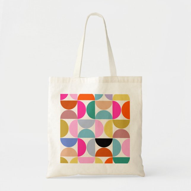 Colorful Mid Century Modern Abstract Pattern Tote Bag (Front)
