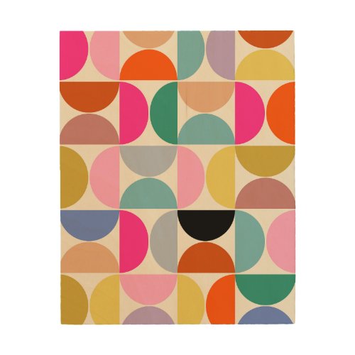 Colorful Mid Century Modern Abstract Pattern Wood Wall Art