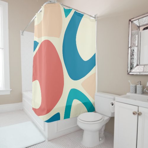 Colorful Mid Century Modern Abstract Shapes 2 Shower Curtain