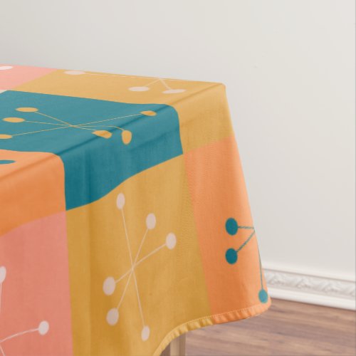 Colorful Mid Century Modern Atomic Motif Pattern Tablecloth