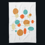 Colorful Mid Century Modern Circles Kitchen Towel<br><div class="desc">Add a pop of color to your kitchen with this adorable retro kitchen towel. It features the bright and bold colors turquoise,  cream,  and two shades of orange - colors popular both in the mid 20th century as well as today. This will brighten up your kitchen decor!</div>