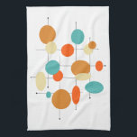 Colorful Mid Century Modern Circles Kitchen Towel<br><div class="desc">Add a pop of color to your kitchen with this adorable retro kitchen towel. It features the bright and bold colors turquoise,  cream,  and two shades of orange - colors popular both in the mid 20th century as well as today. This will brighten up your kitchen decor!</div>