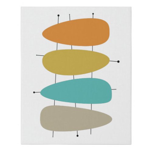 Colorful Mid Century Modern Drops and Lines Faux Canvas Print
