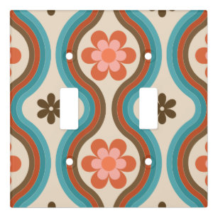 Colorful Mid Century Modern Floral Rainbow Retro Light Switch Cover