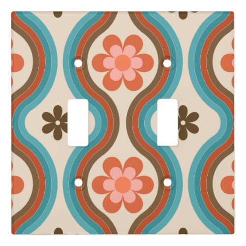 Colorful Mid Century Modern Floral Rainbow Retro Light Switch Cover