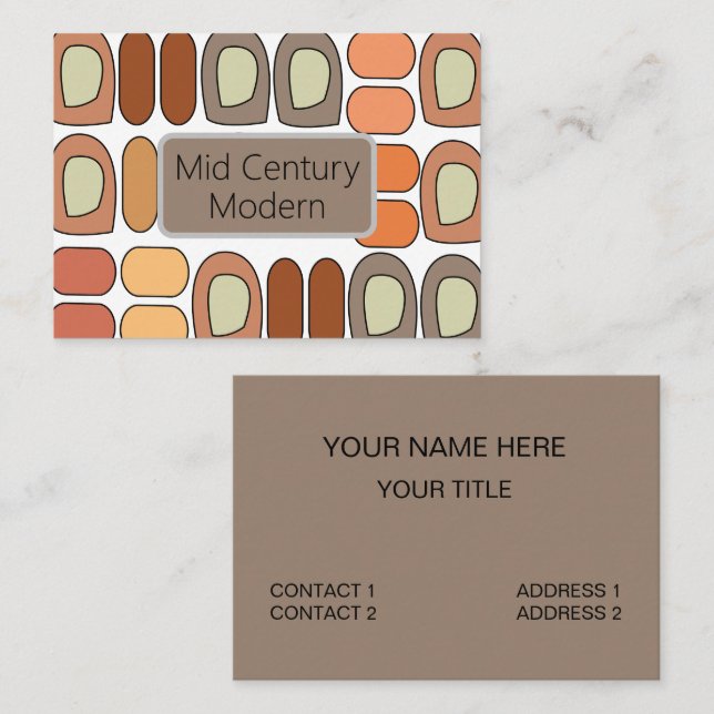 Colorful Mid Century Modern Geometric Business Card (Front/Back)