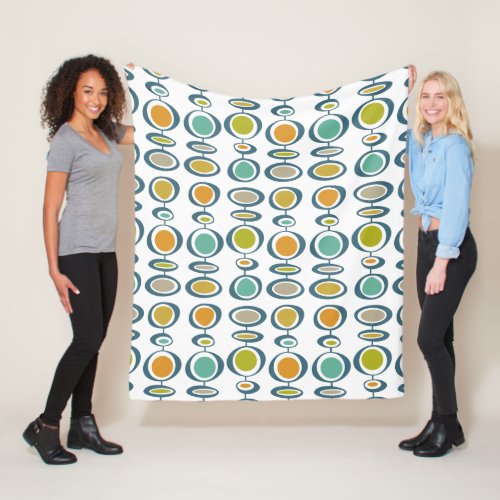 Colorful Mid Century Modern Geometric Circles Fleece Blanket