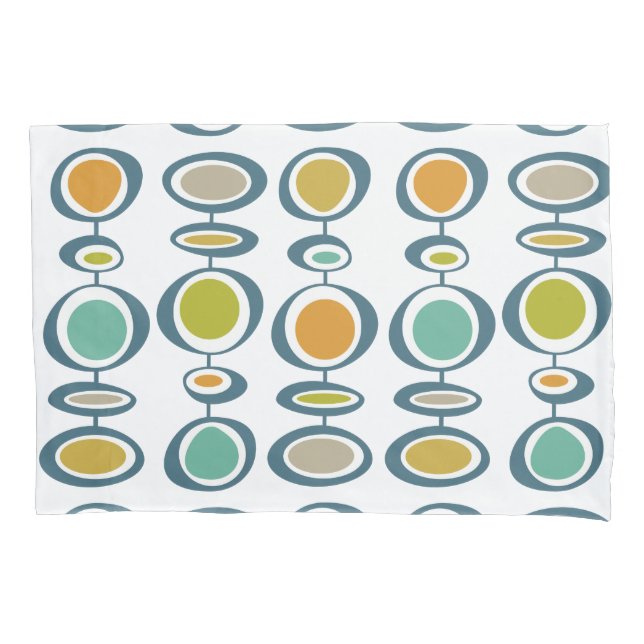 Colorful Mid Century Modern Geometric Circles Pillow Case (Front)