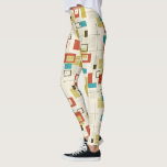 Colorful Mid-Century modern geometric pattern Leggings<br><div class="desc">Colorful,  elegant mid-century modern,  geometric shapes in seamless patterns over light beige backgrounds.</div>