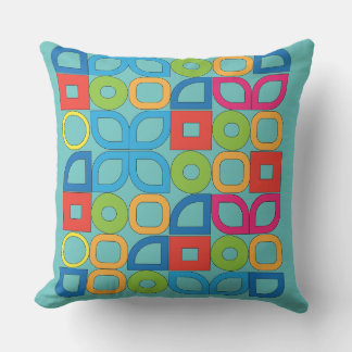 Colorful Mid Century Modern Geometric Throw Pillow