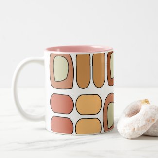 Colorful Mid Century Modern Geometric Two-Tone Coffee Mug