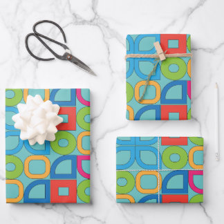 Colorful Mid Century Modern Geometric Wrapping Pap Paper Sheets