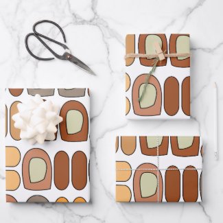 Colorful Mid Century Modern Geometric Wrapping Paper Sheets