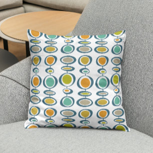 Colorful Mid Century Modern Hanging Circles Throw Pillow