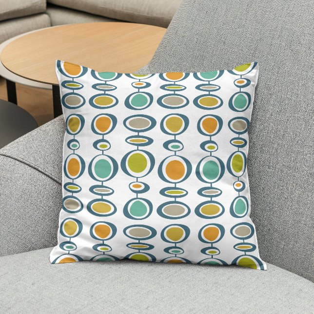 Colorful Mid Century Modern Hanging Circles Throw Pillow (Creator Uploaded)