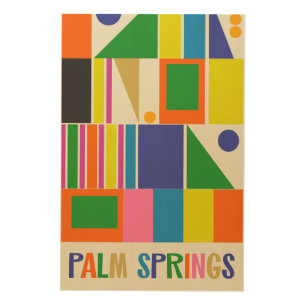 Colorful Mid Century Modern Palm Springs Abstract  Wood Wall Art