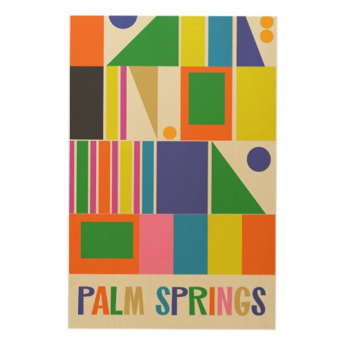 Colorful Mid Century Modern Palm Springs Abstract  Wood Wall Art