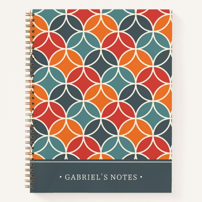 Colorful Mid-Century Modern Style | Add Your Name Notebook (Front)