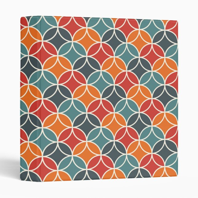 Colorful Mid-Century Modern Style Pattern 3 Ring Binder (Front/Spine)