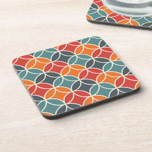 Colorful Mid-Century Modern Style Pattern Beverage Coaster