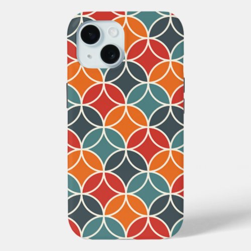 Colorful Mid_Century Modern Style Pattern iPhone 15 Case
