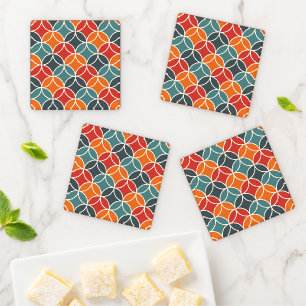 Colorful Mid-Century Modern Style Pattern Coaster Set