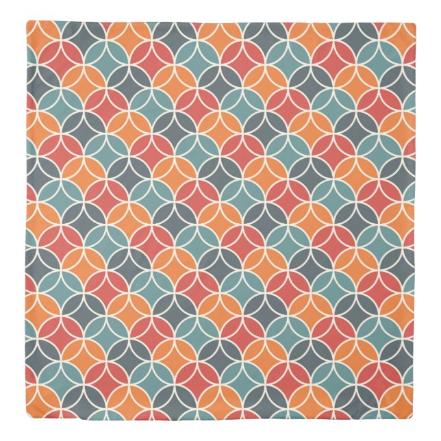 Colorful Mid-Century Modern Style Pattern Duvet Cover (Front)