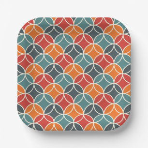 Colorful Mid-Century Modern Style Pattern Paper Plates