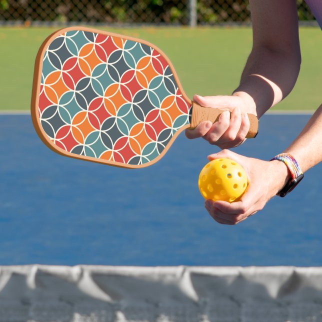 Colorful Mid-Century Modern Style Pattern Pickleball Paddle (Insitu)